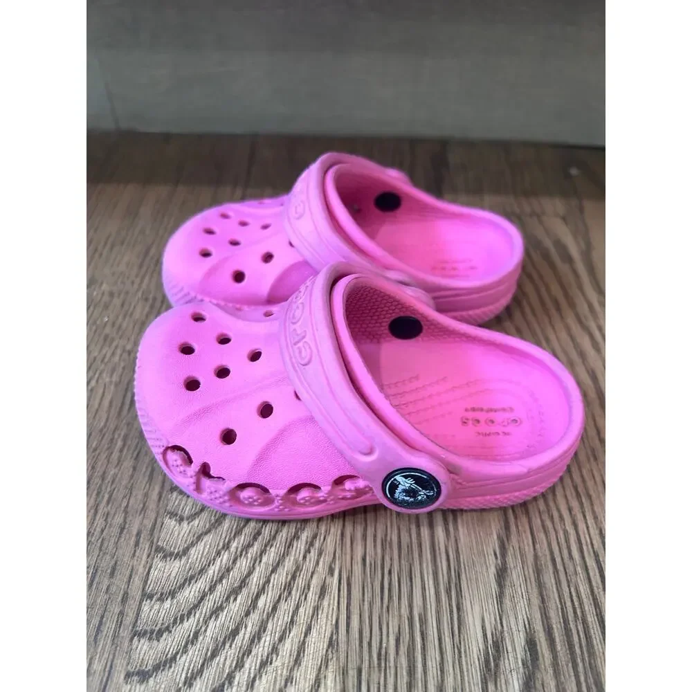 Crocs Toddler Baya Clog Electric Pink Slip On Kids Water Sandal Sz C6 Beach Pool